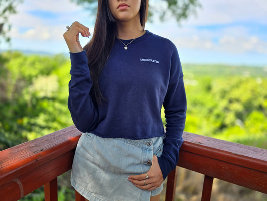 (UNCIRCULATED) EMBROIDERED CROPPED TOP SWEATSHIRT