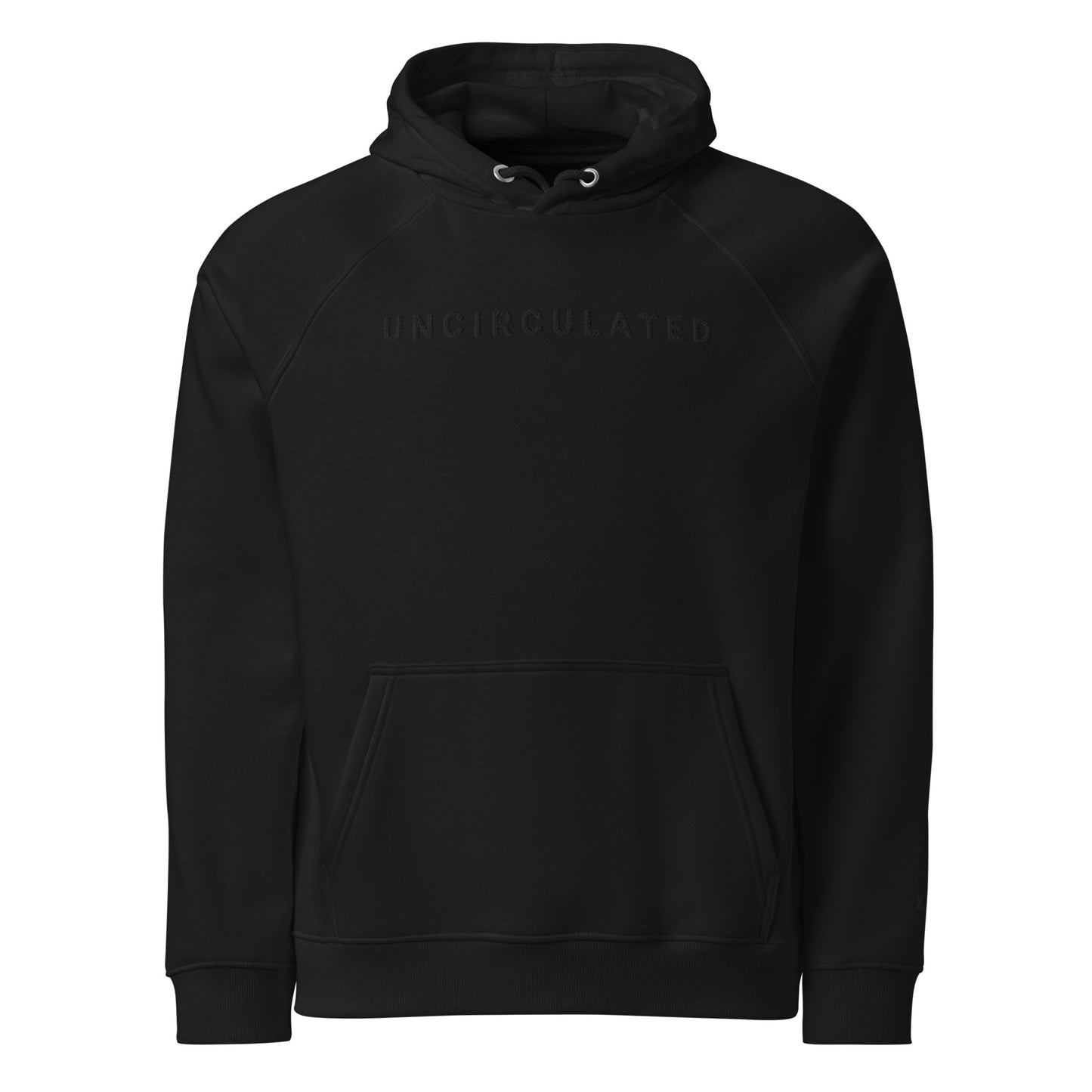 (UNCIRCULATED) BLACK FONT / CENTER EMBROIDERED HOODIE